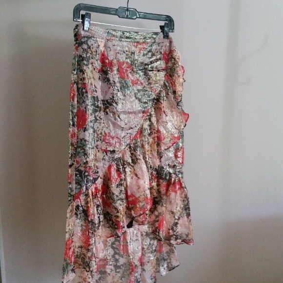 Metallic wrap floral skirt - Picture 4 of 6
